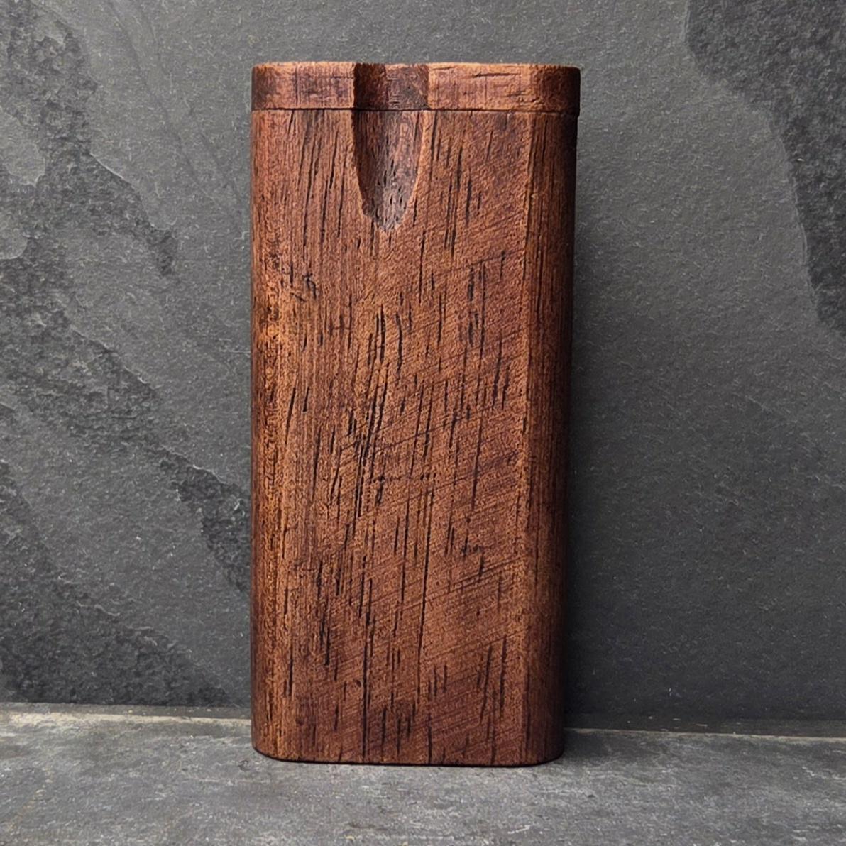 Wood Dugout Stash Box with Pick and One Hitter - Black Cherry Stained