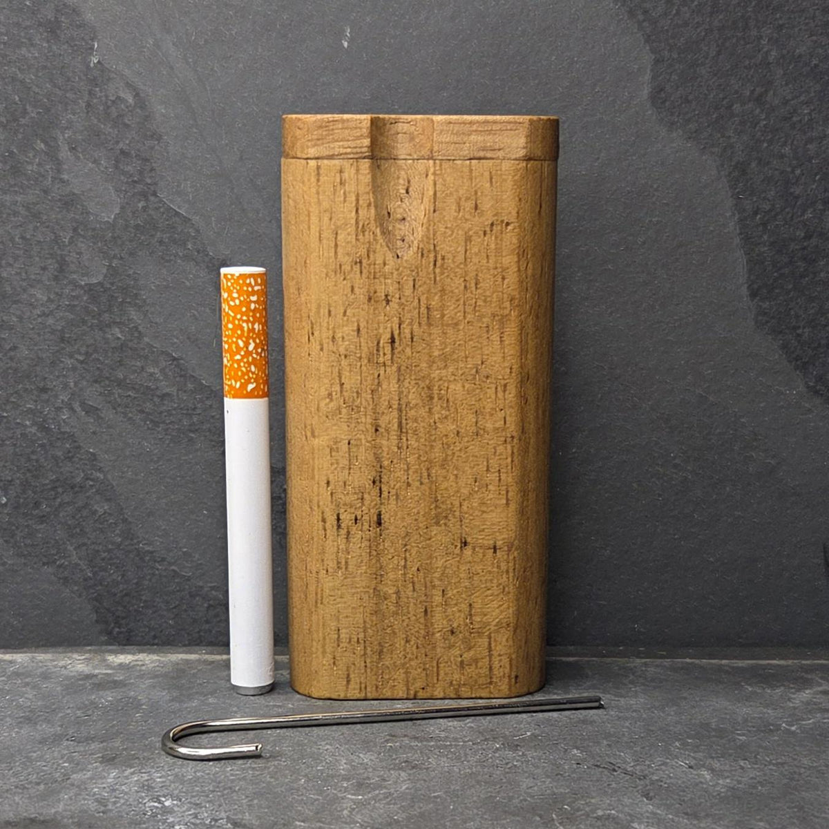 Wood Dugout Stash Box with Pick and One Hitter - Early American Stained