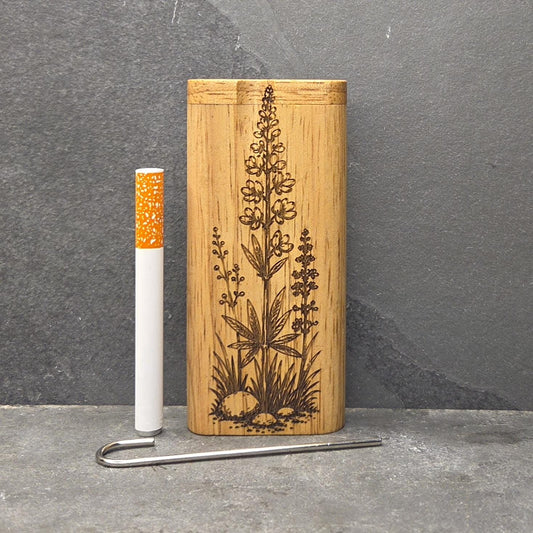 Wood Dugout Stash Box with Pick and One Hitter - Lavender