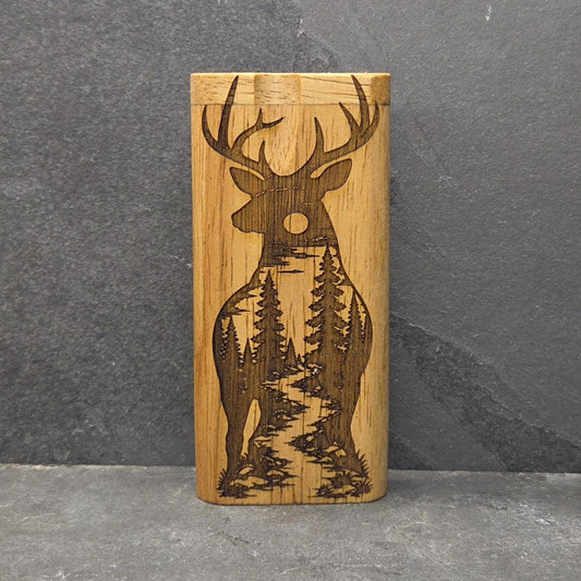 Wood Dugout Stash Box with Pick and One Hitter - Buck