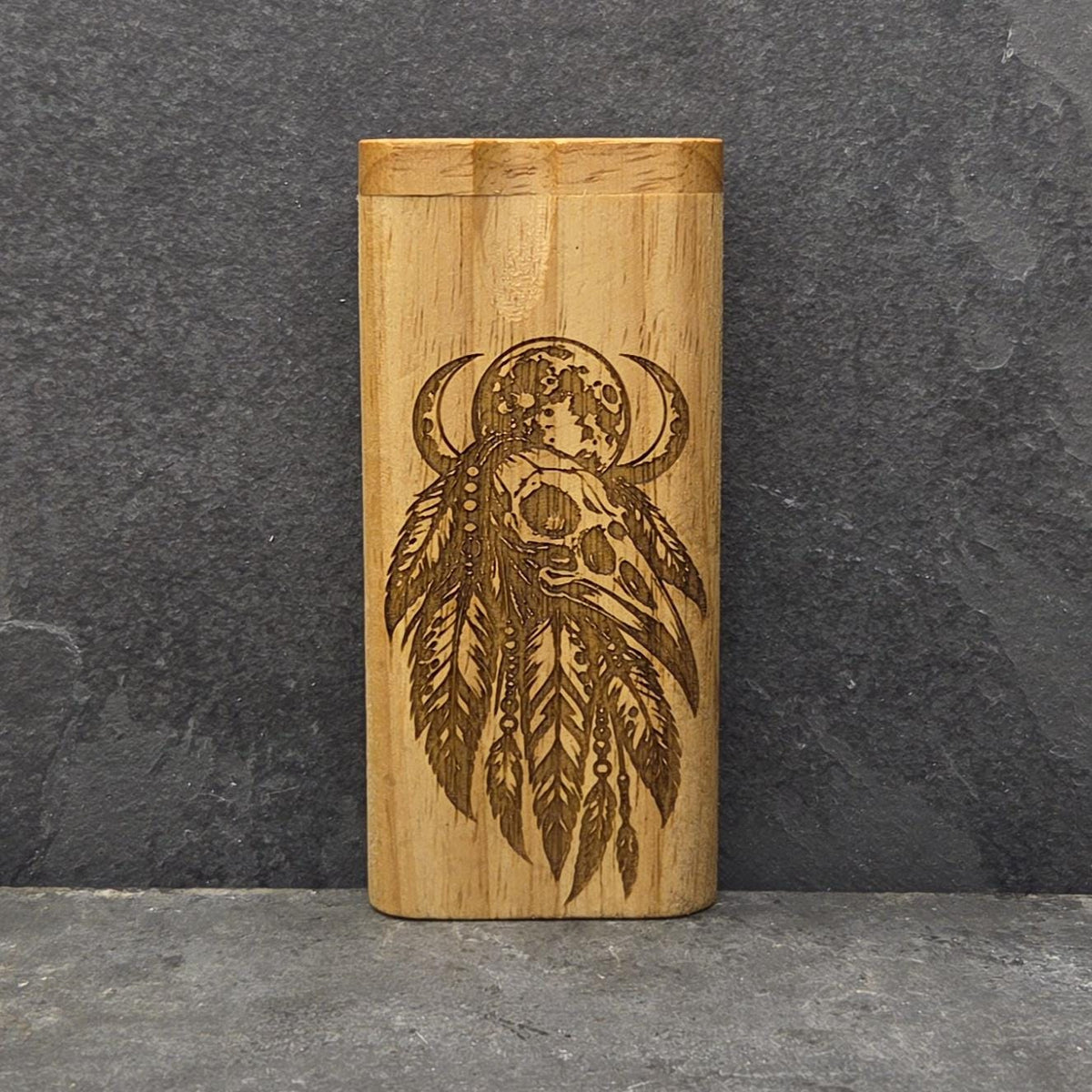 Wood Dugout Stash Box with Pick and One Hitter - Gothic Celestial