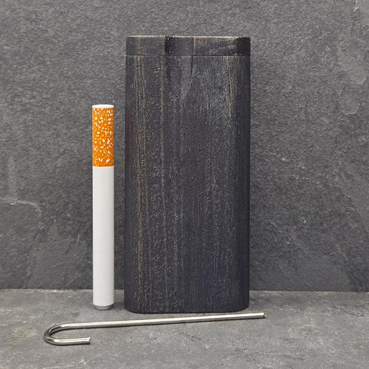 Wood Dugout Stash Box with Pick and One Hitter - Midnight Blue Stained